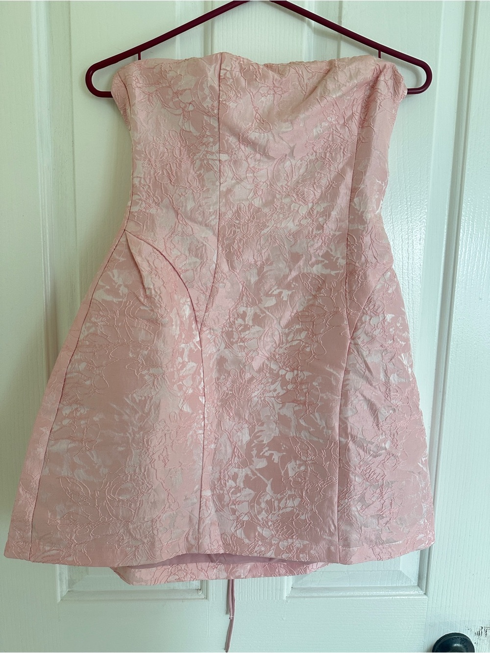 Princess Polly Pale Pink Strapless Jacquard Mini Dress - Picture 3 of 3